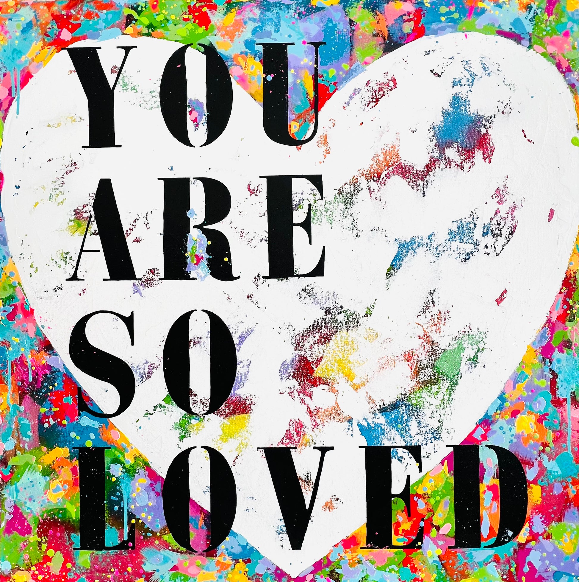 Colorful abstract design with 'You are so loved' text