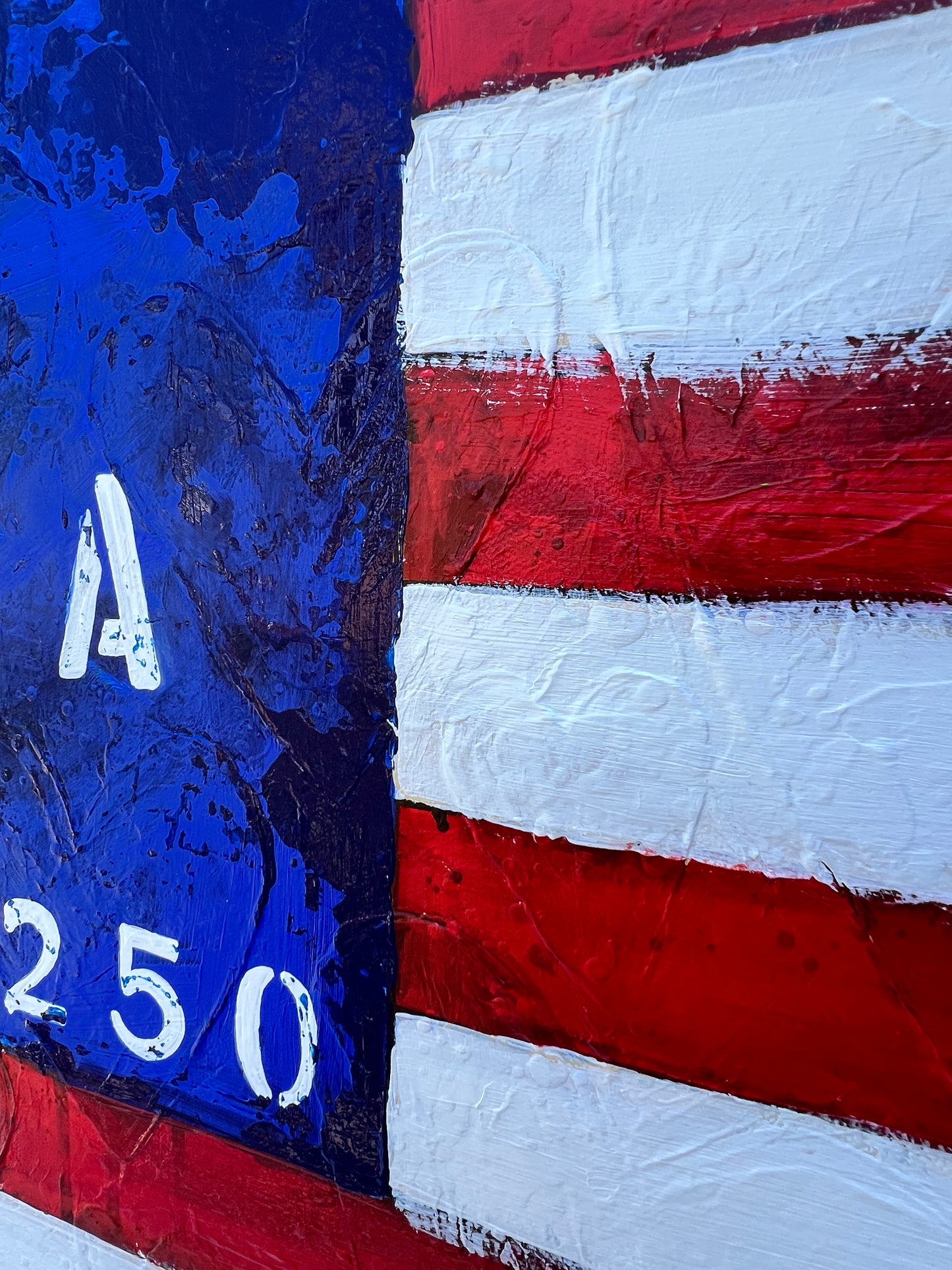 Abstract art with red, white, and blue colors
