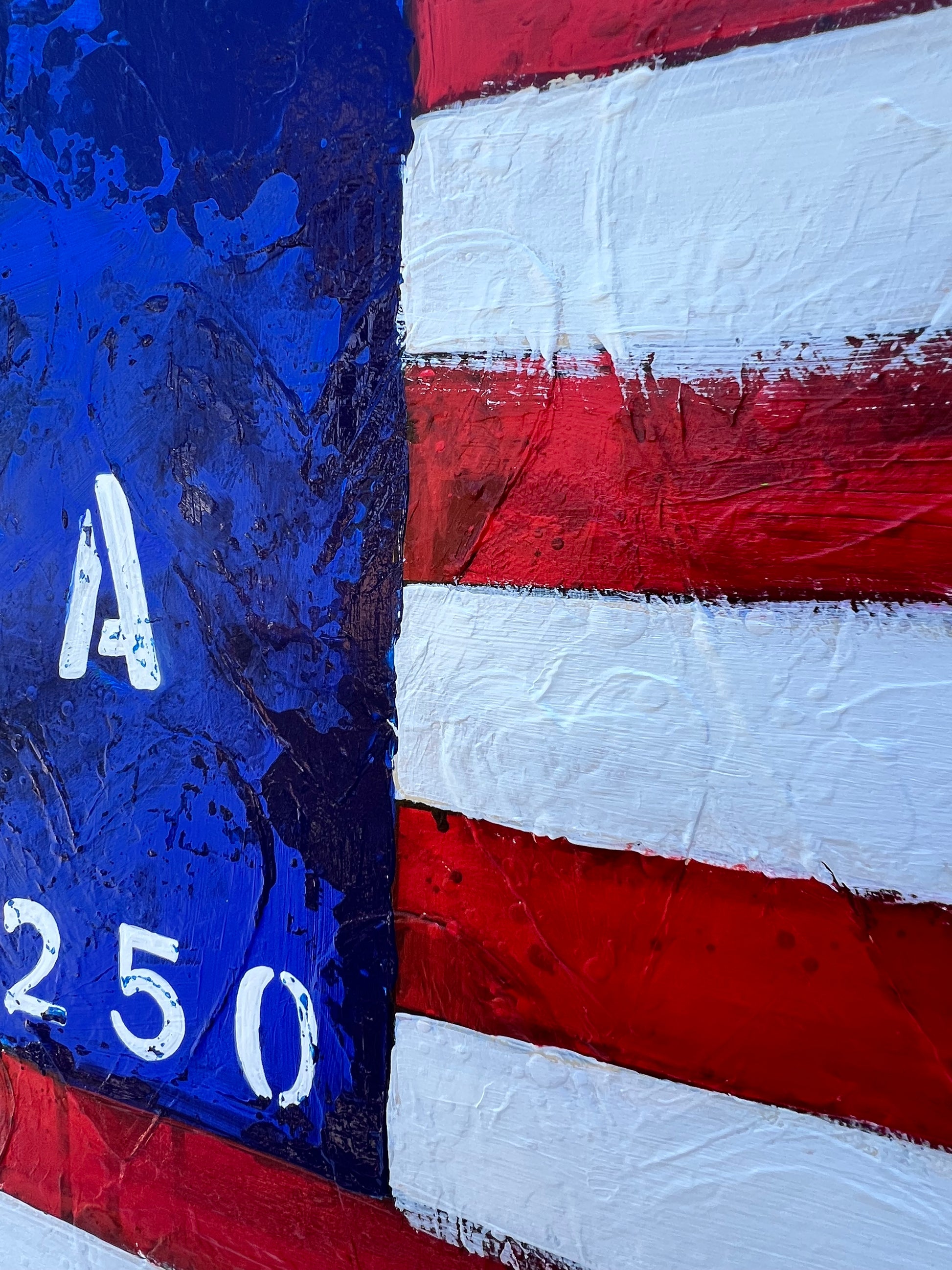 Abstract art with red, white, and blue colors