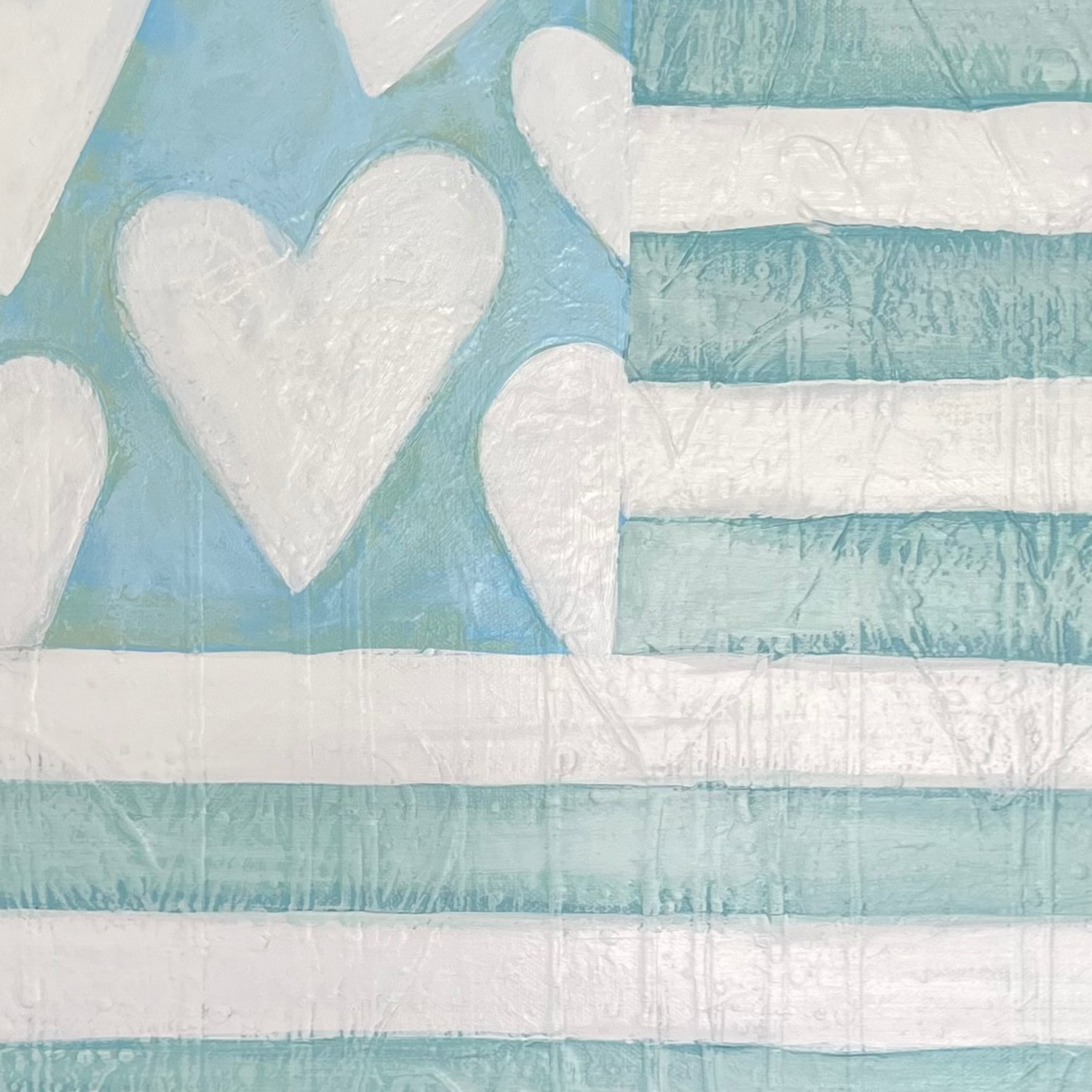 American flag with hearts and 'USA' text on a textured blue background
