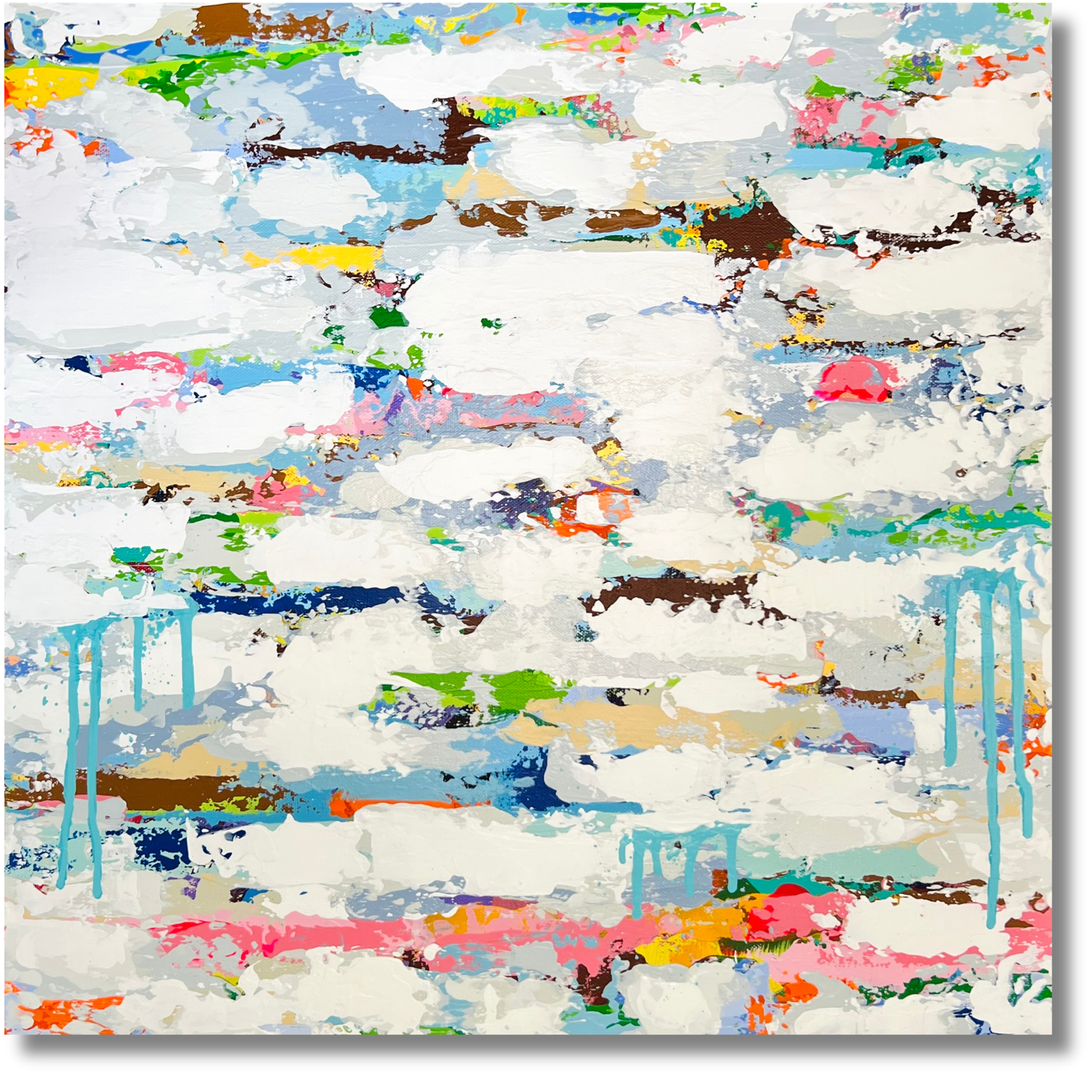 Abstract art with colorful brush strokes on a white background